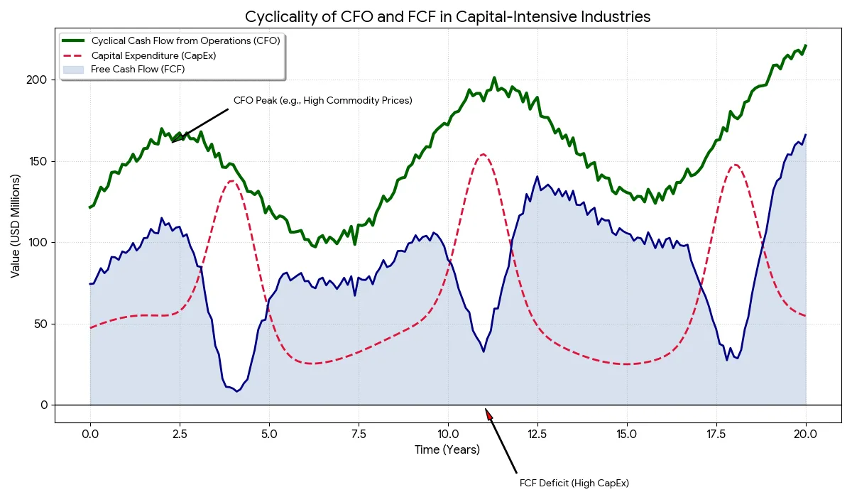 Cyclical nature of free cash flow in capital-intensive industries